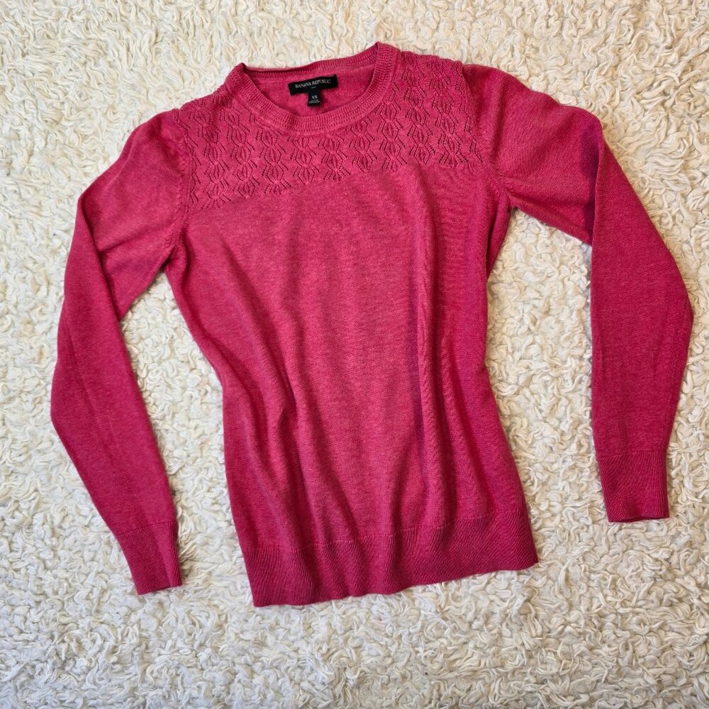 Banana Republic Pretty Pink Cotton Sweater, Size XS
